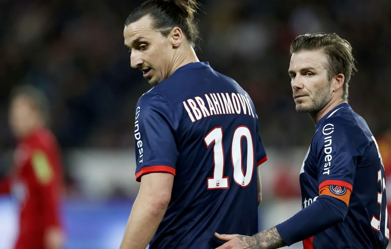 Photo wallpaper football, Beckham, PSG, Ibrahimovic