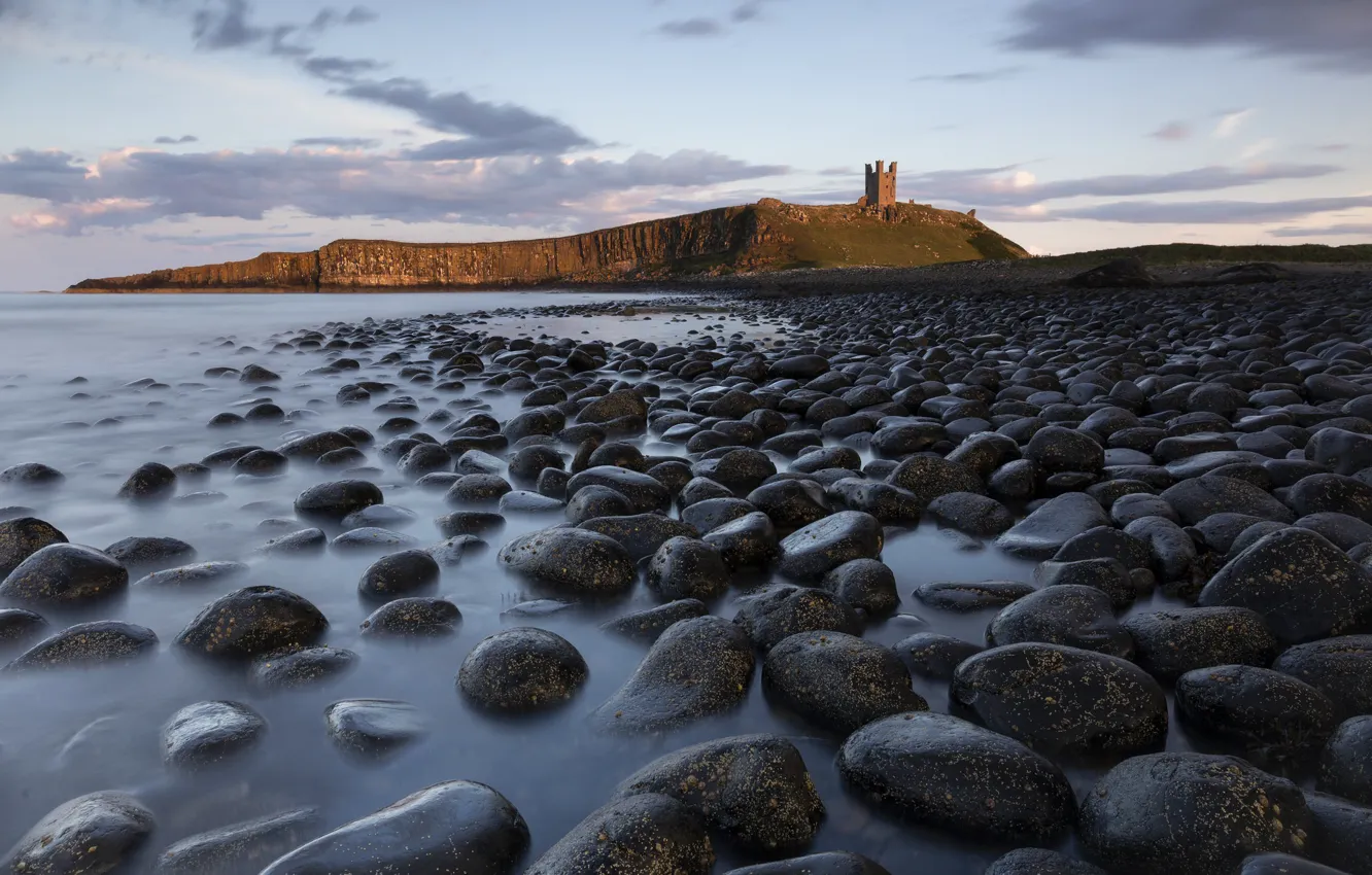 Photo wallpaper the sky, clouds, stones, coast