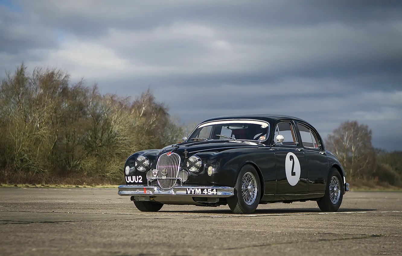 Photo wallpaper road, auto, retro, track, Jaguar.