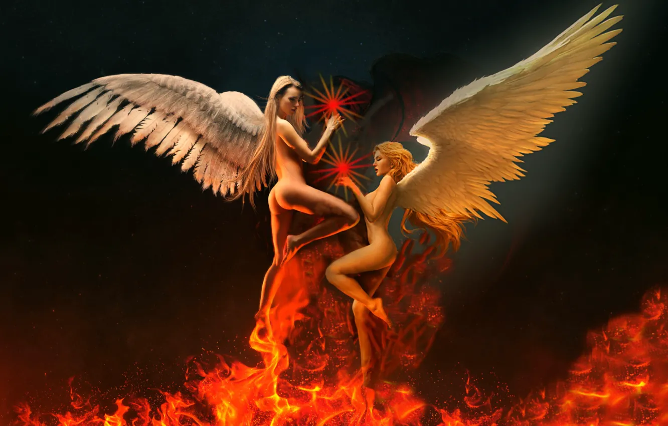 Photo wallpaper fire, feelings, angels