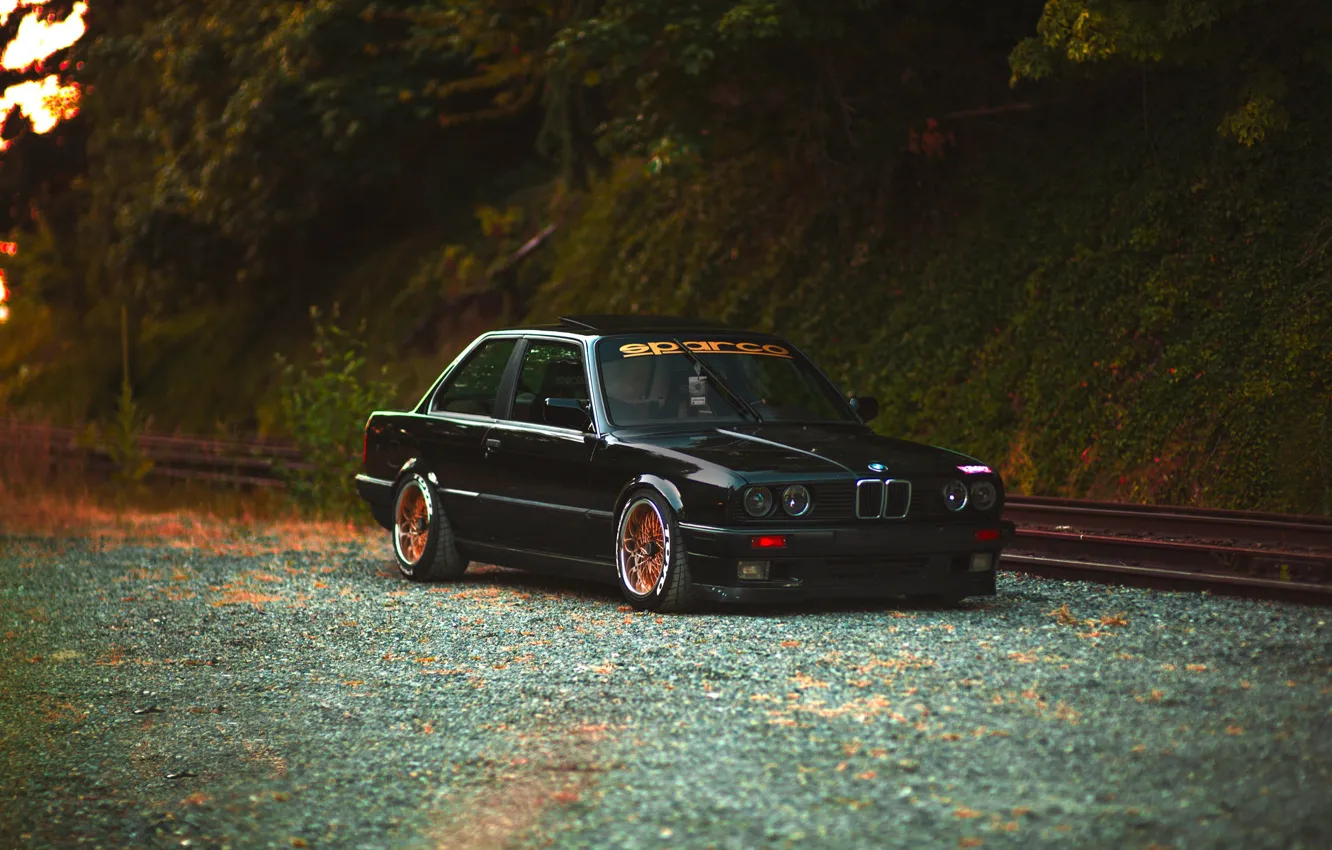 Photo wallpaper machine, auto, black, BMW, car, bmw m3, E30, BMW E30