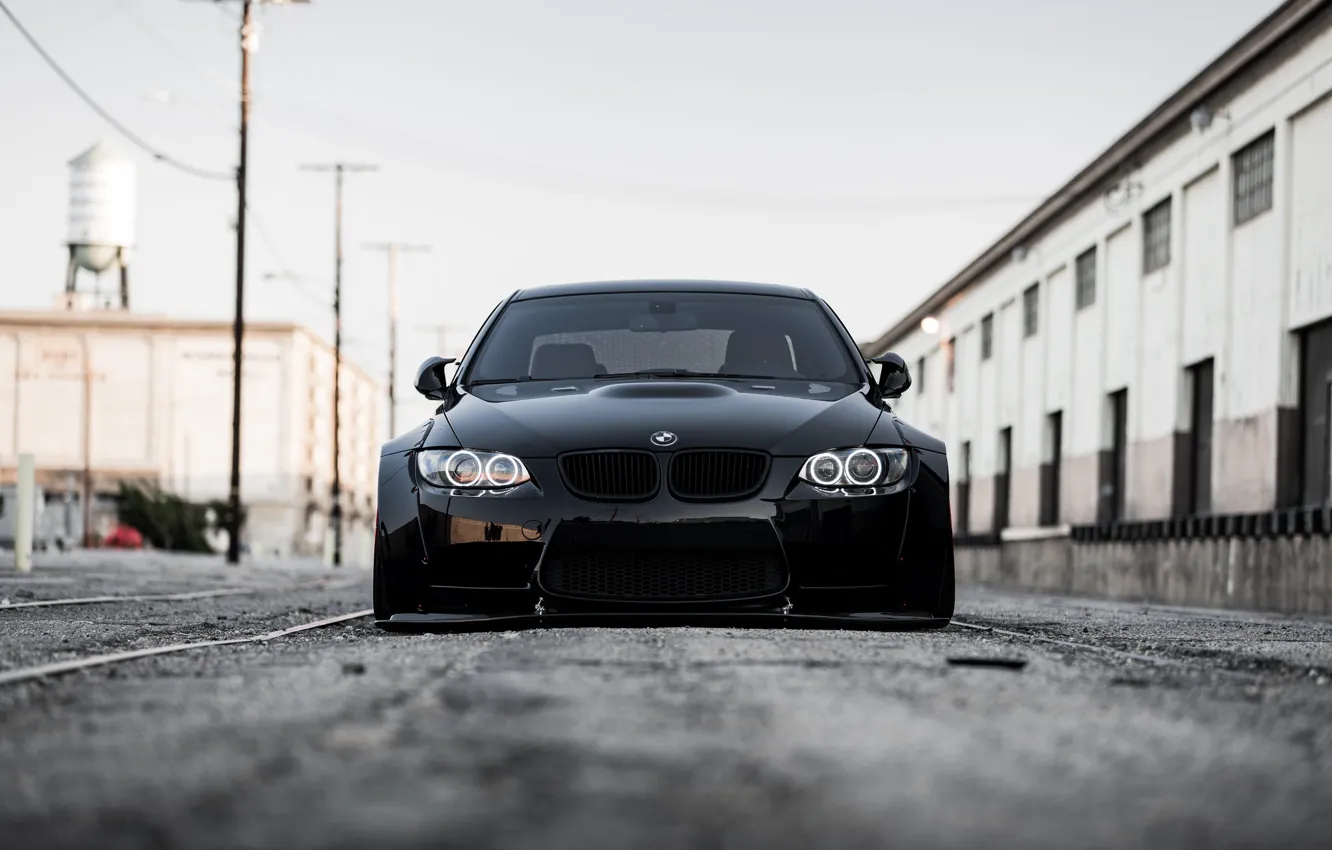 Photo wallpaper BMW, Front, Black, E92, Face, Sight