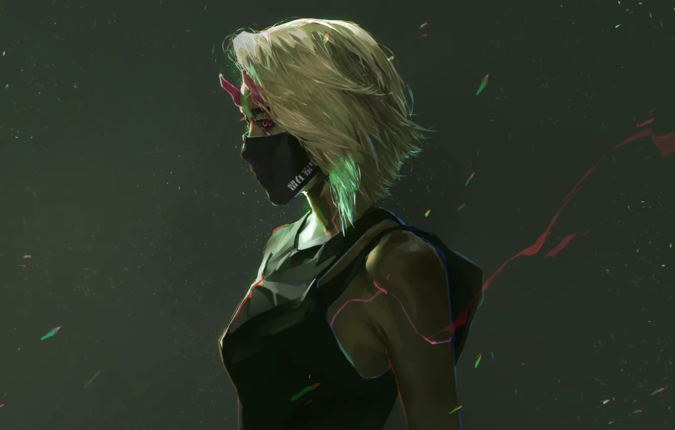 Photo wallpaper background, mask, art, profile, art, cyberpunk