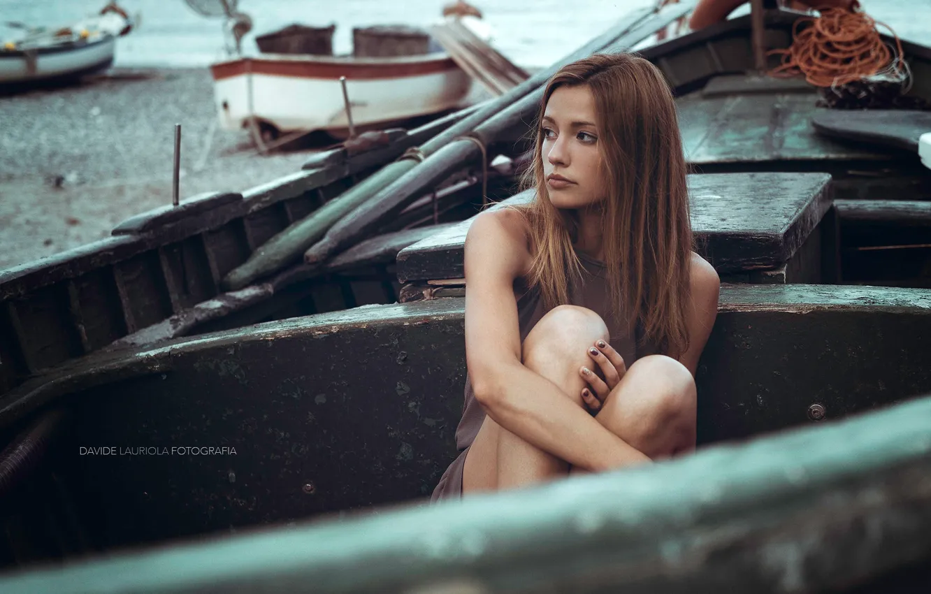 Photo wallpaper beach, pose, model, portrait, makeup, hairstyle, brown hair, beauty