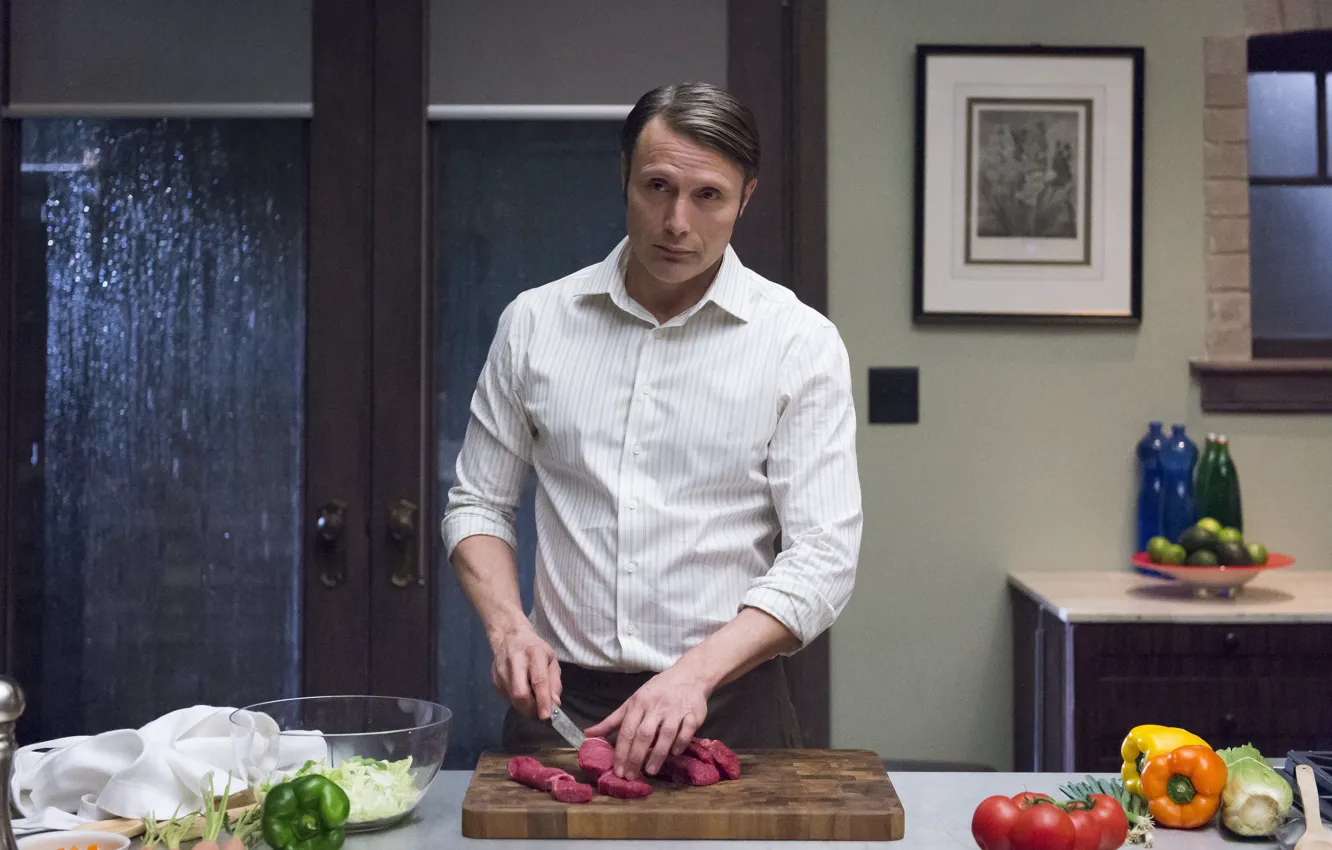 Photo wallpaper kitchen, knife, Dr., actor, male, the series, vegetables, characters