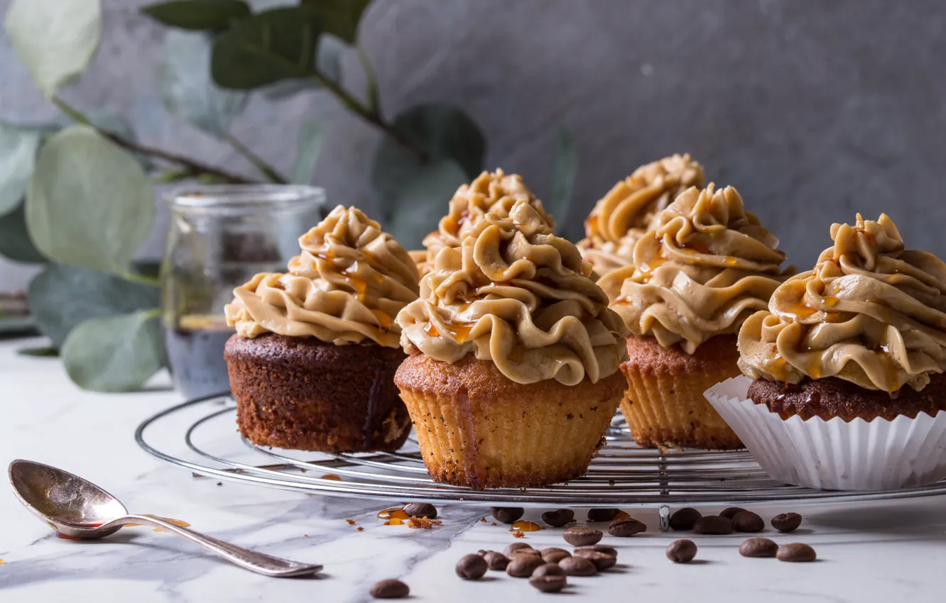 Photo wallpaper cream, coffee, cupcakes, Natasha Breen