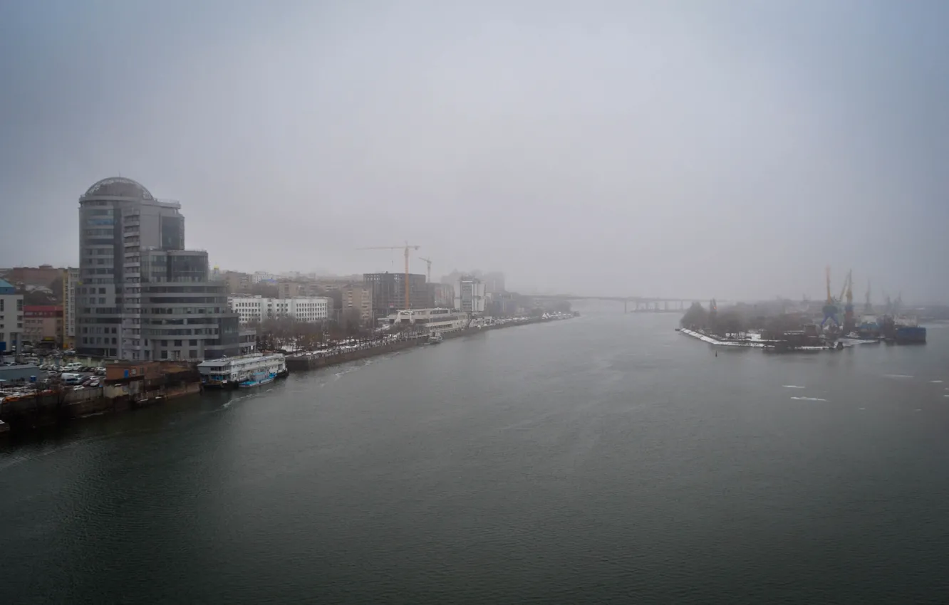 Photo wallpaper fog, river, Don, Rostov-on-don