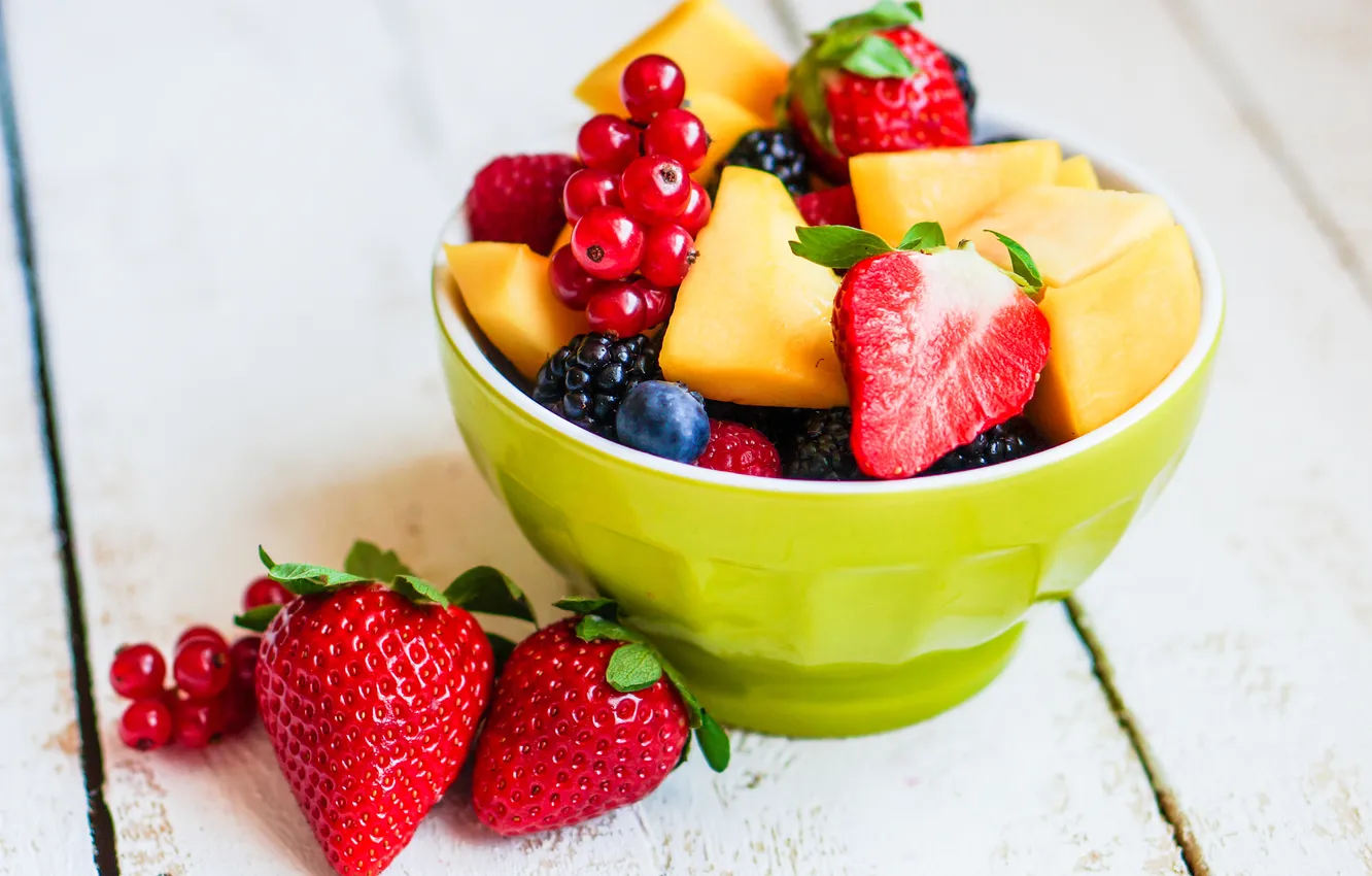 Photo wallpaper berries, strawberry, bowl, fruit, fresh, dessert, fruit, berries