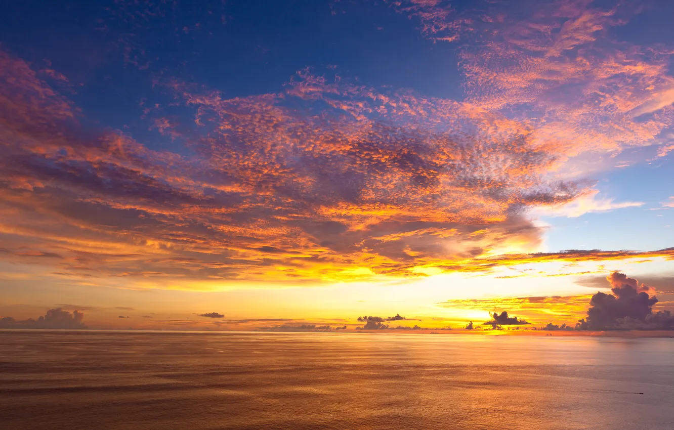 Photo wallpaper clouds, sunset, the ocean, Indonesia, Indonesia
