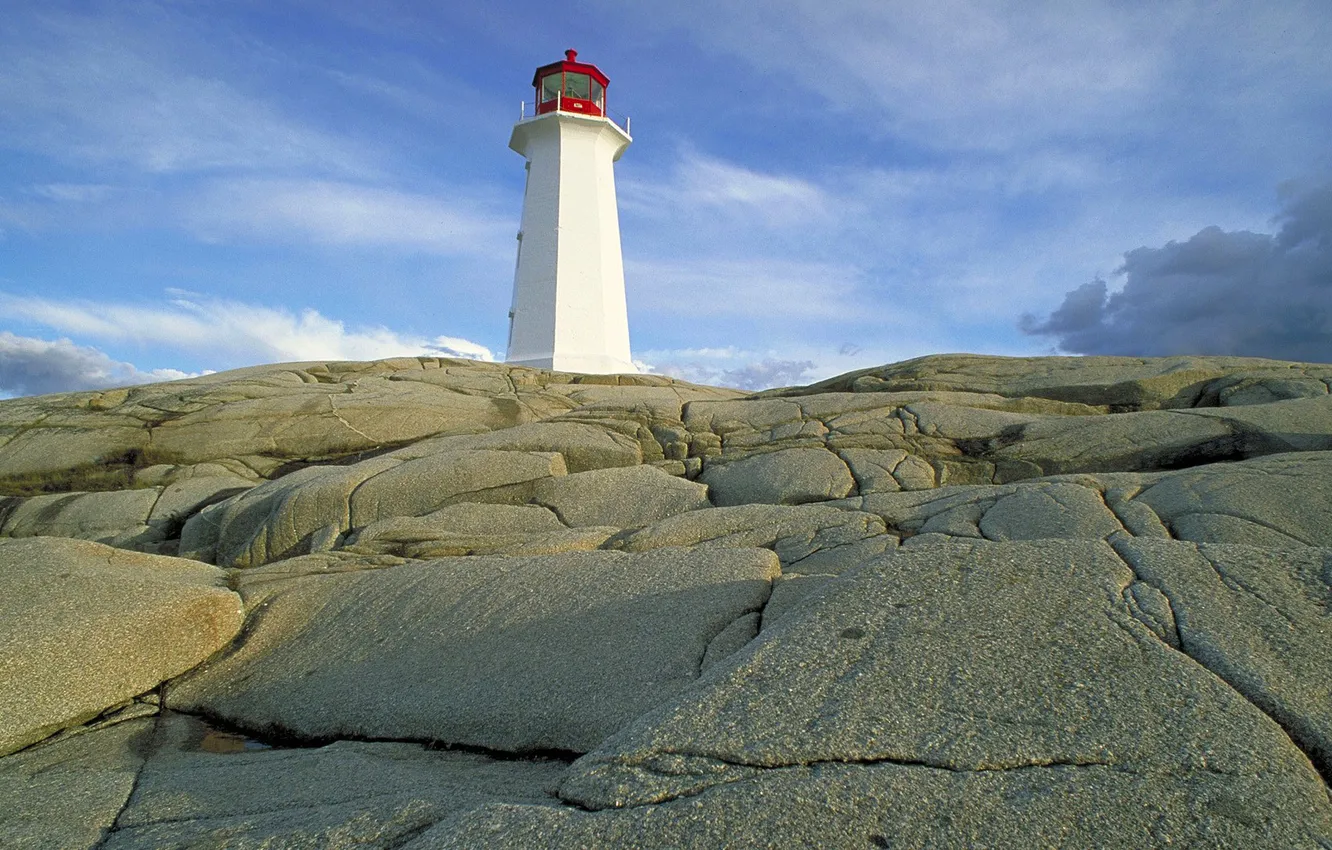 Photo wallpaper the sky, clouds, clouds, rocks, lighthouse, Cape