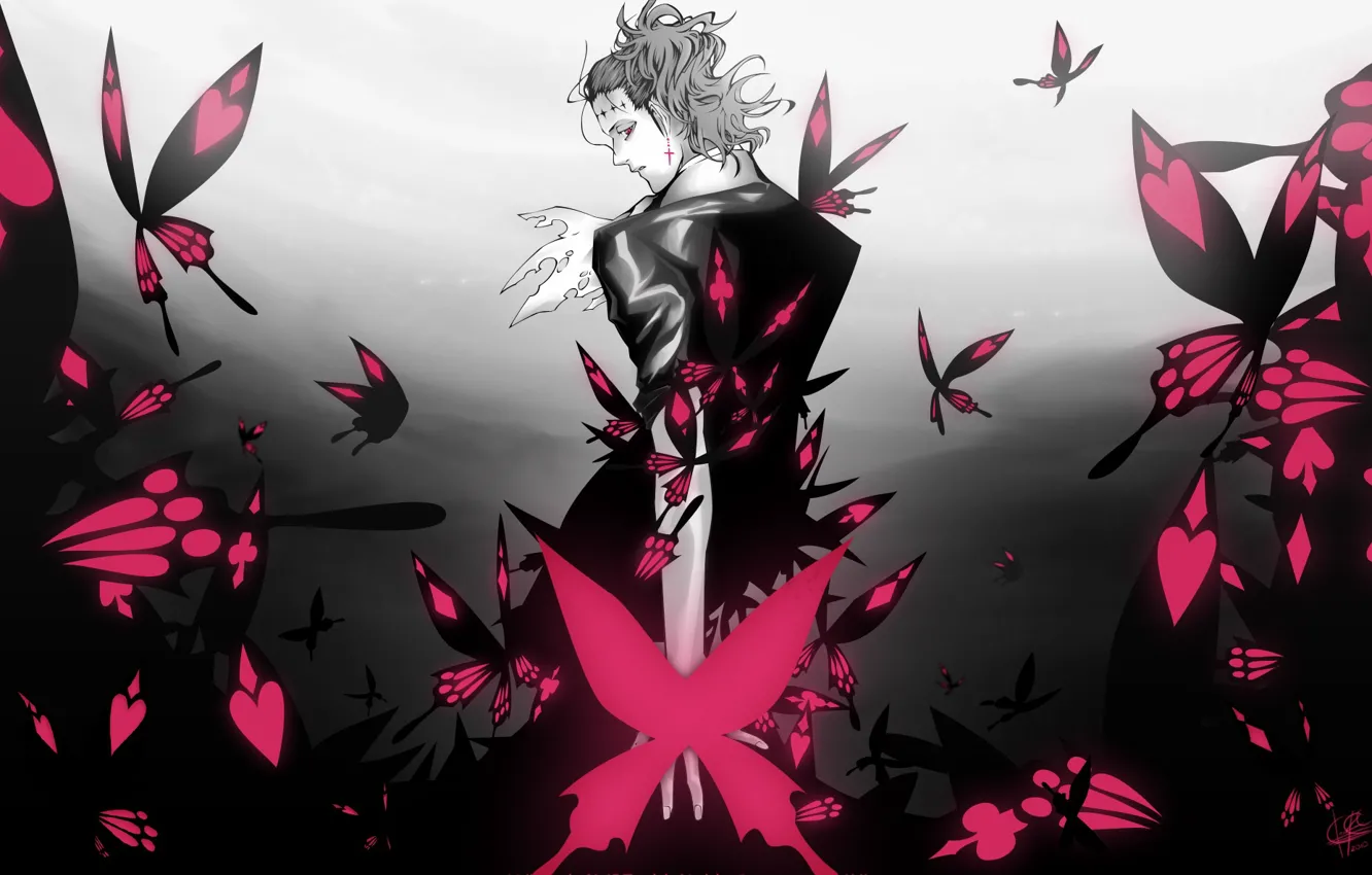 Photo wallpaper butterfly, art, guy, D.Gray-man