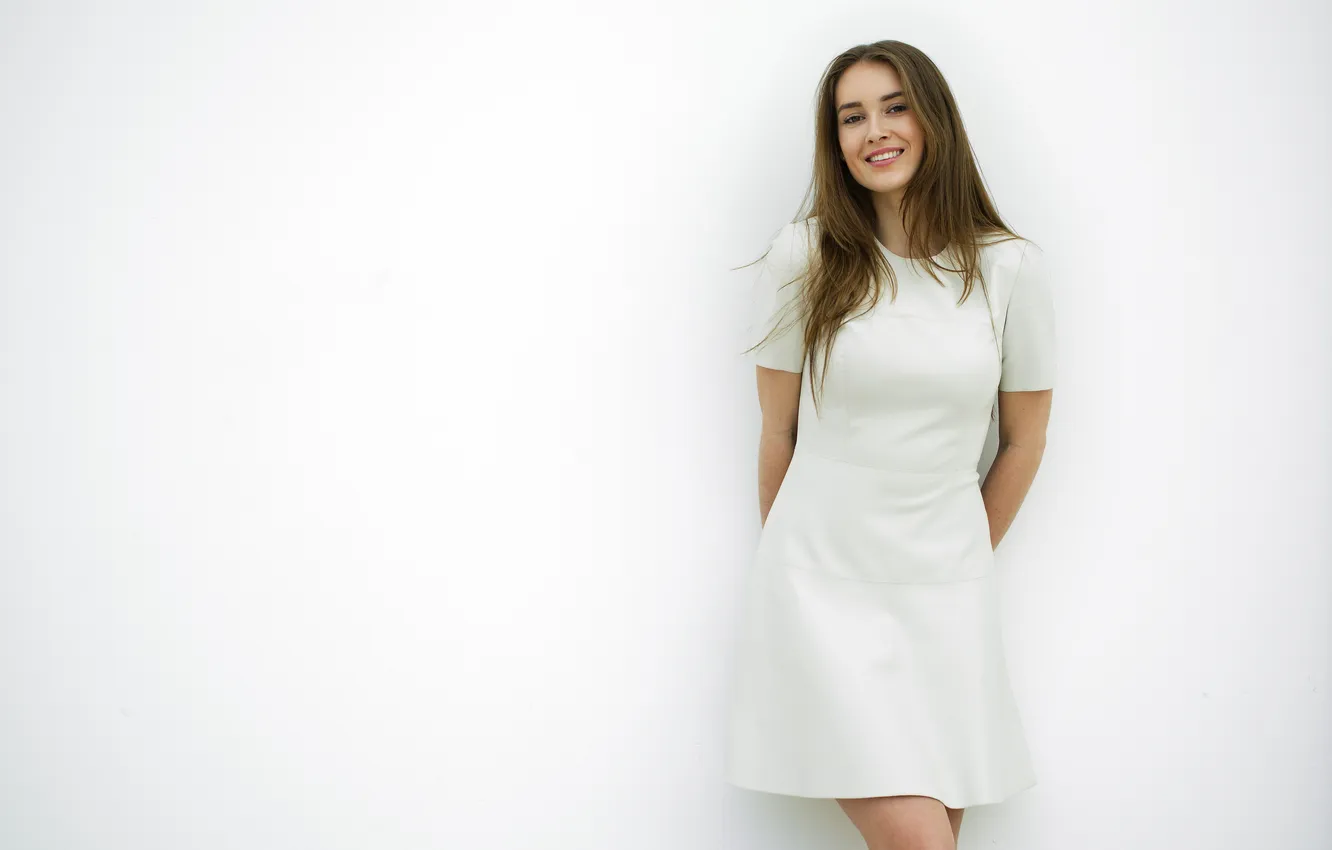 Photo wallpaper girl, figure, hair, fun, Happy, gorgeous, gray, indoor