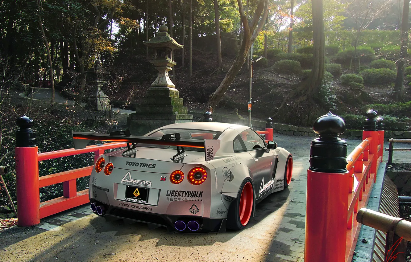 Photo wallpaper GTR, Japan, Nissan, Car, R35, Sport, Silver, Rear