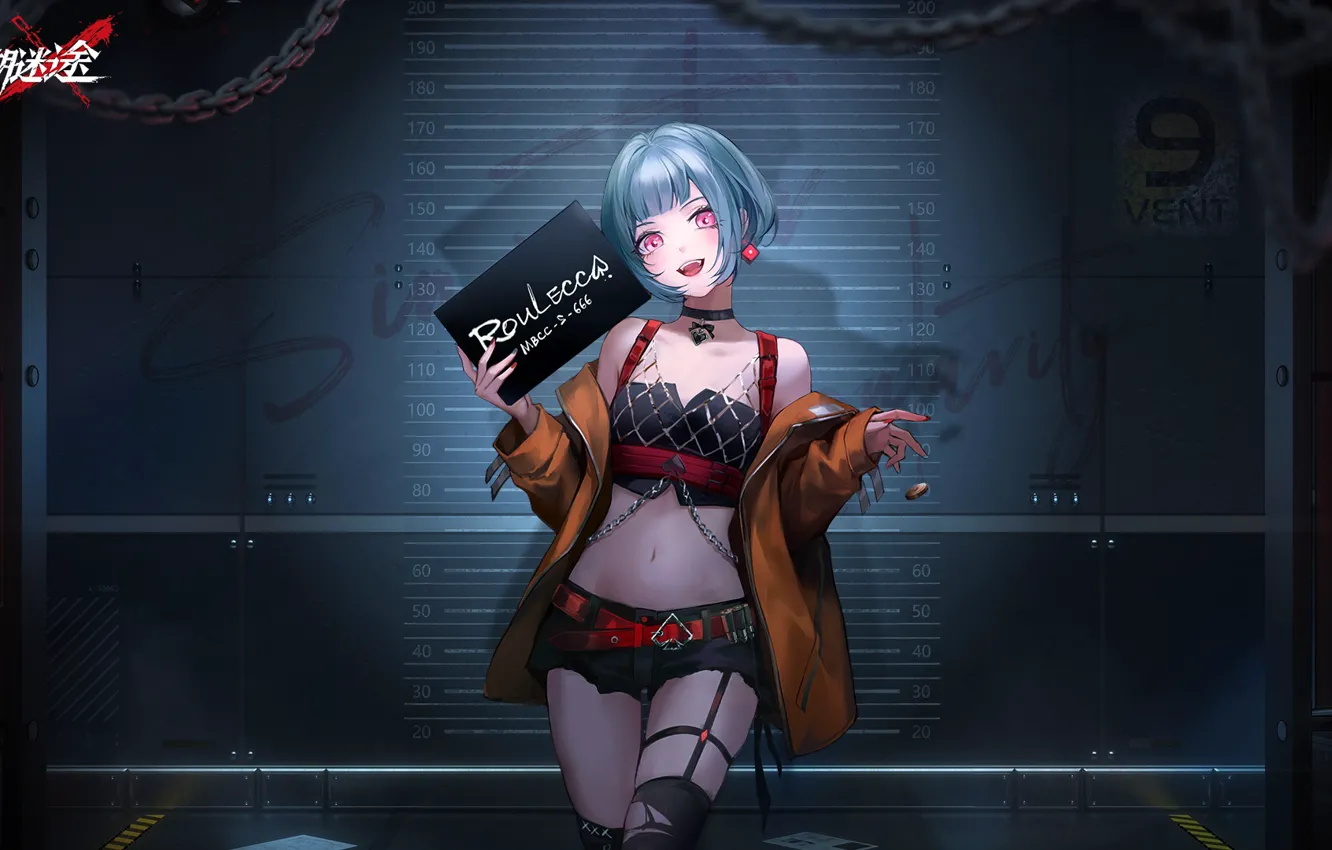 Photo wallpaper purple eyes, belly, anime girls, blue hair, short shorts, MBCC, Path to Nowhere