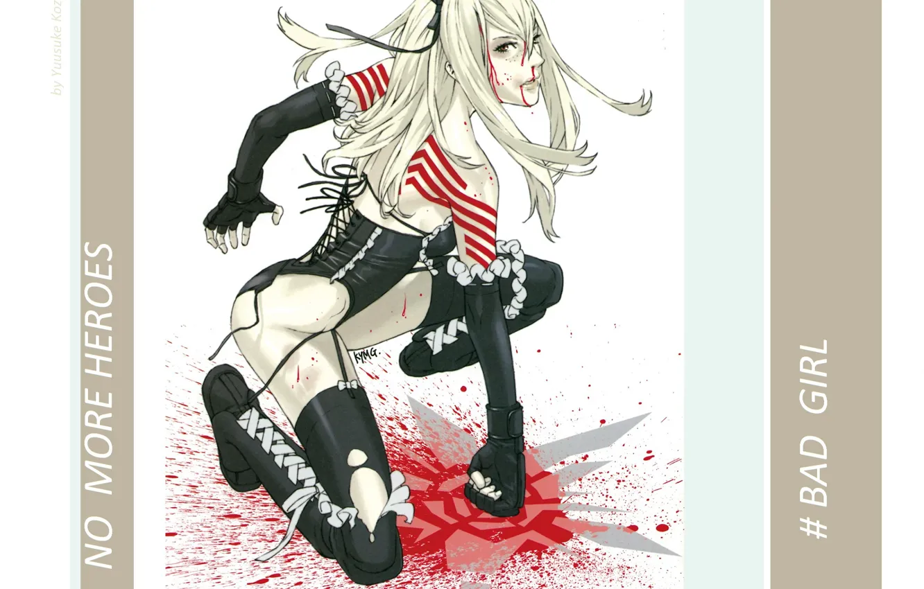 Photo wallpaper blow, killer, fist, bad girl, blood spatter, bad girl, no more heroes, blood on the …