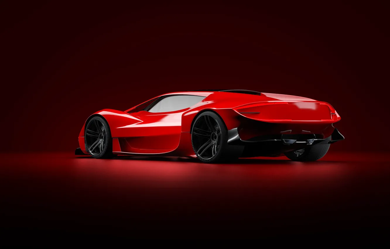 Photo wallpaper Red, Machine, Style, Background, Red, Car, Art, Render