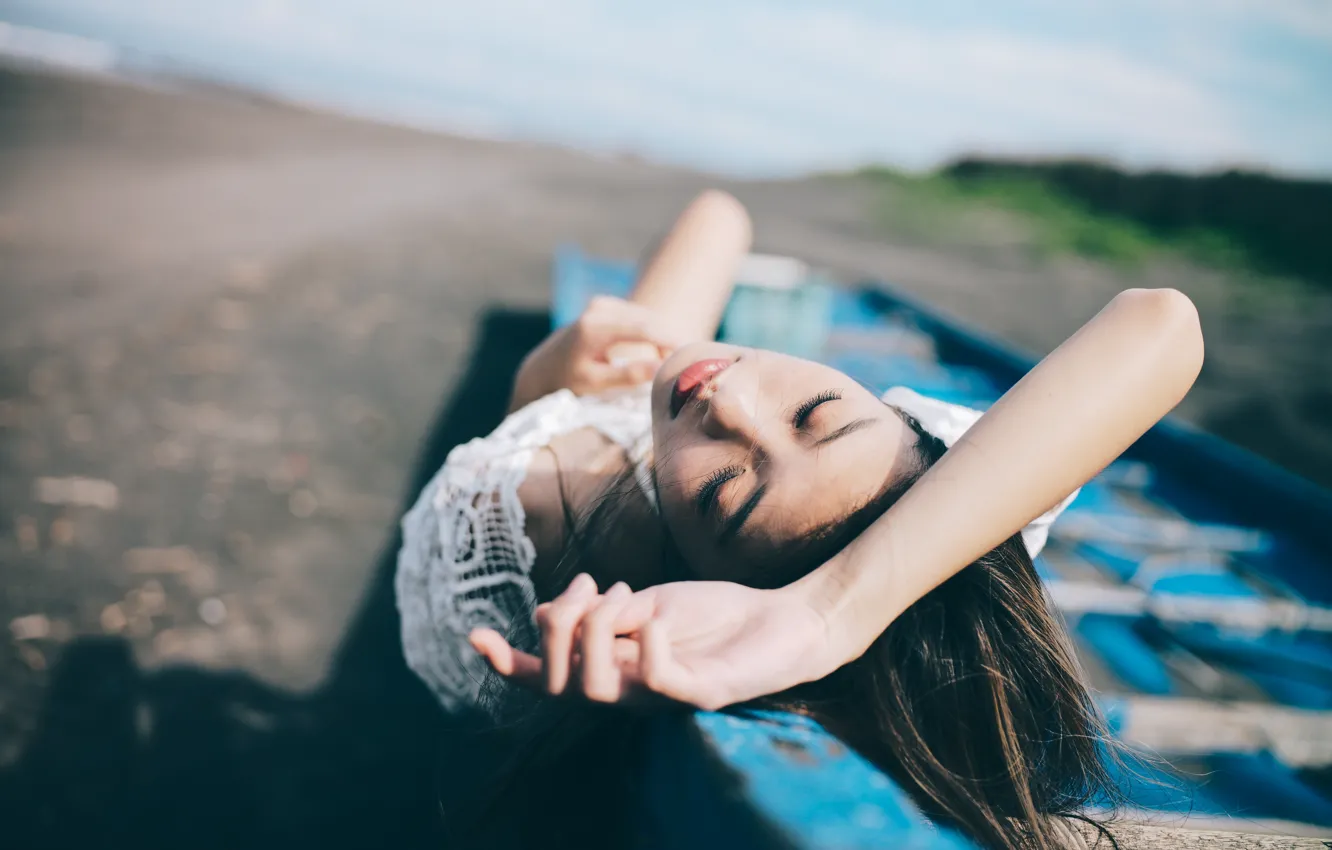 Photo wallpaper girl, background, Asian