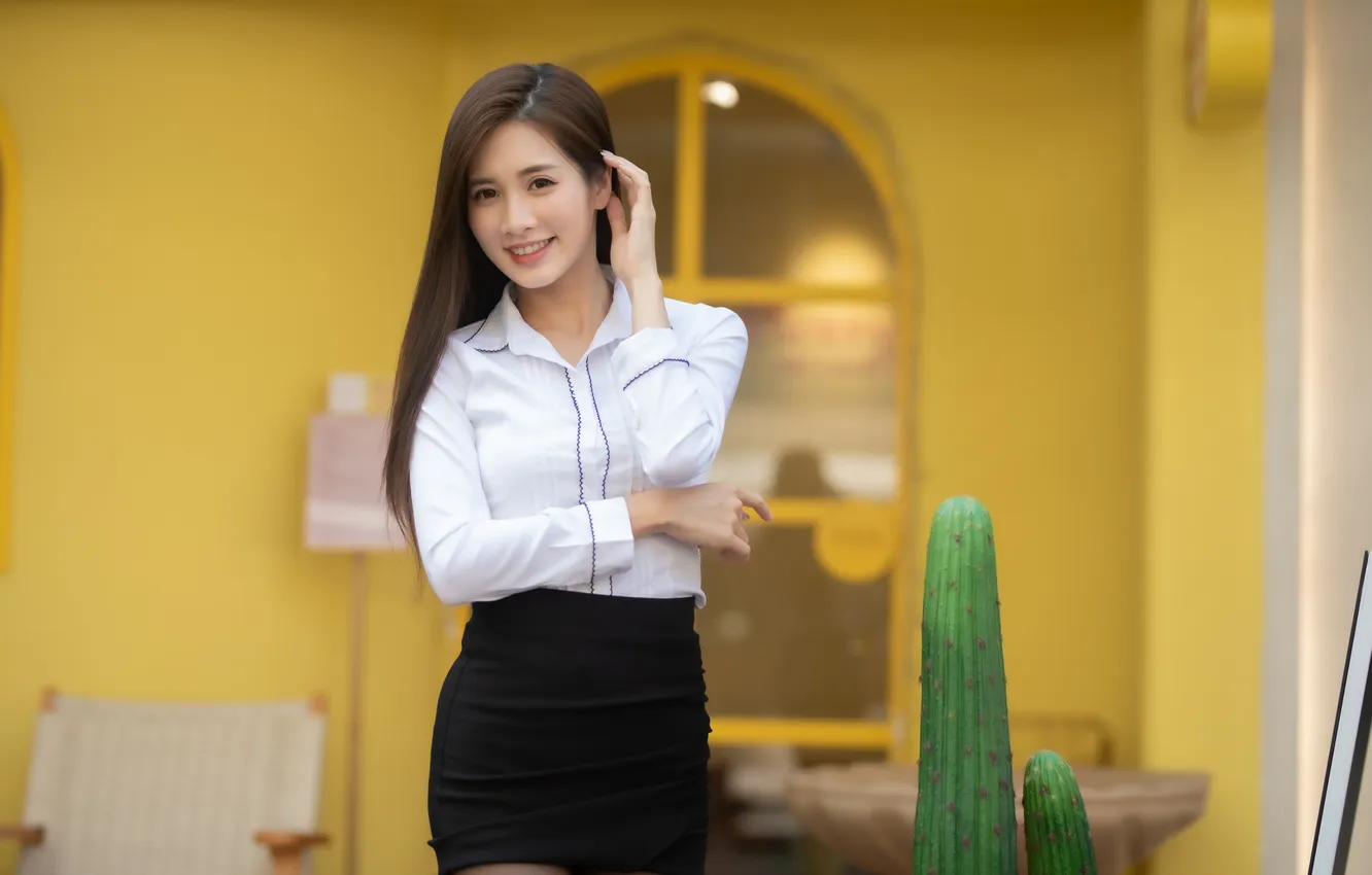 Photo wallpaper girl, smile, Asian