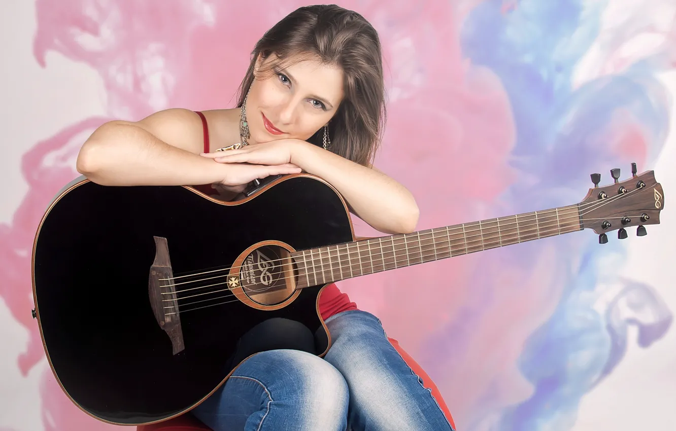 Photo wallpaper girl, music, guitar