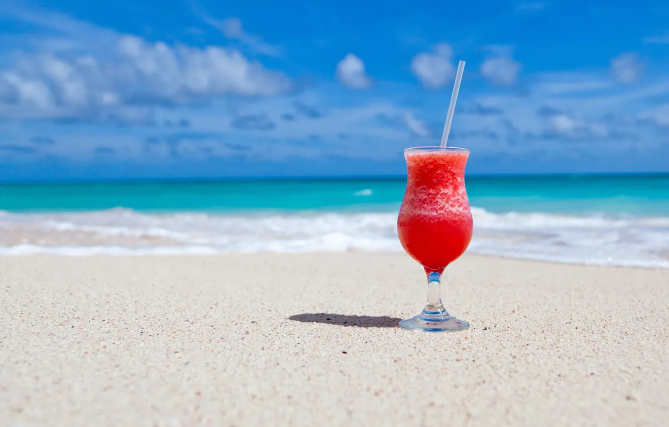 Photo wallpaper sand, beach, summer, the ocean, stay, cocktail