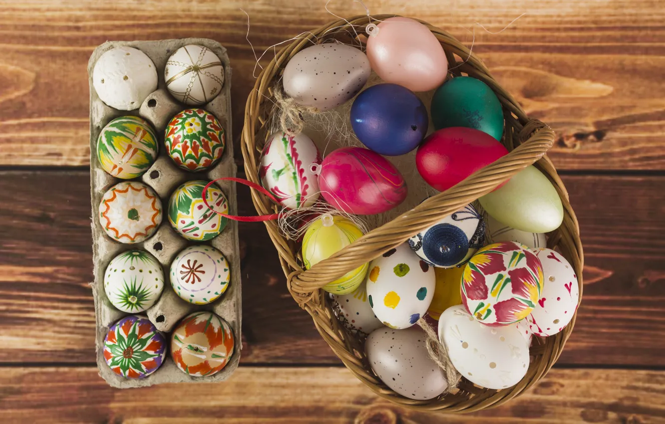 Photo wallpaper holiday, basket, eggs, Easter, Orthodox holiday