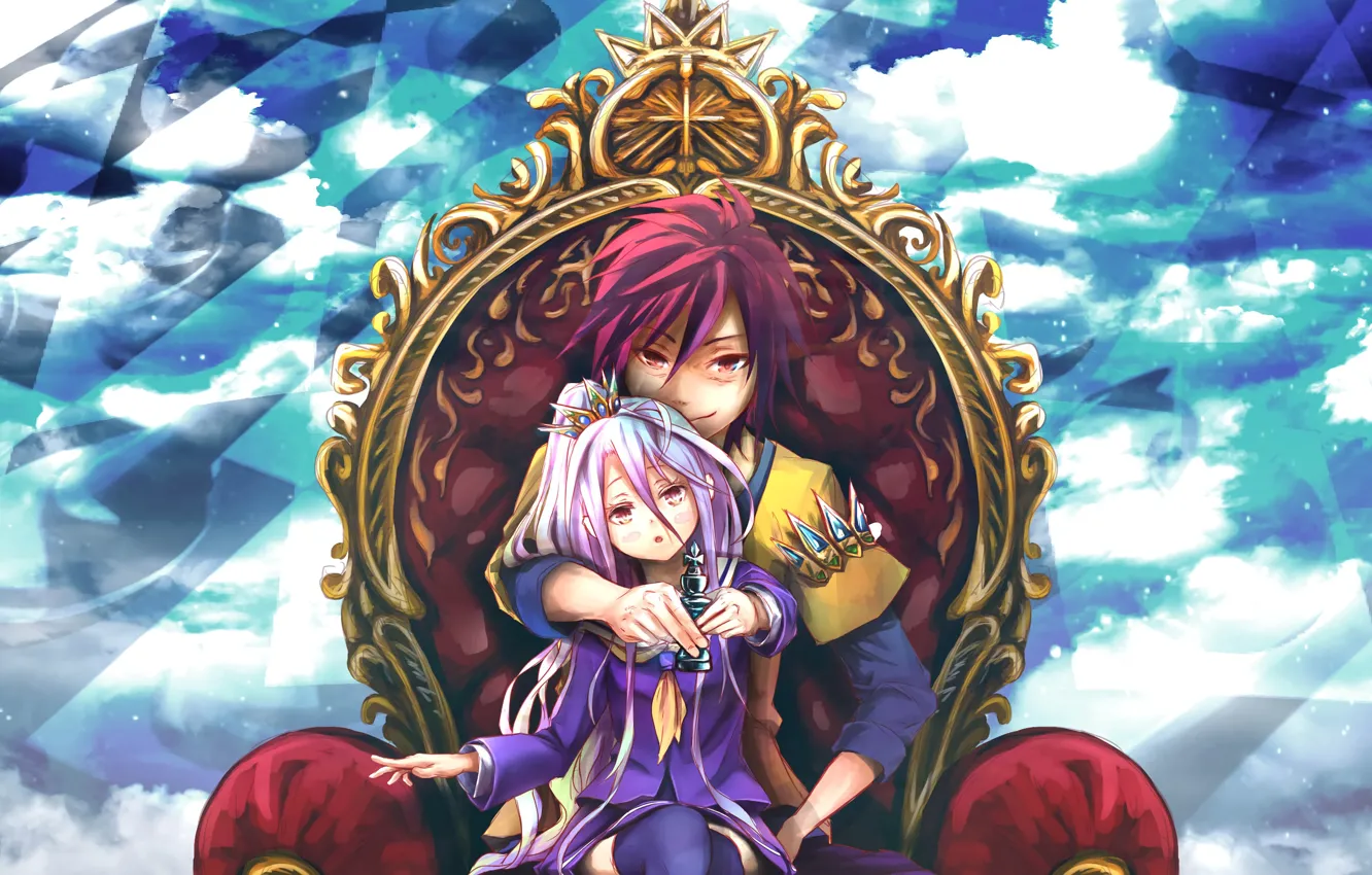 Photo wallpaper anime, art, girl, guy, two, No Game No Life