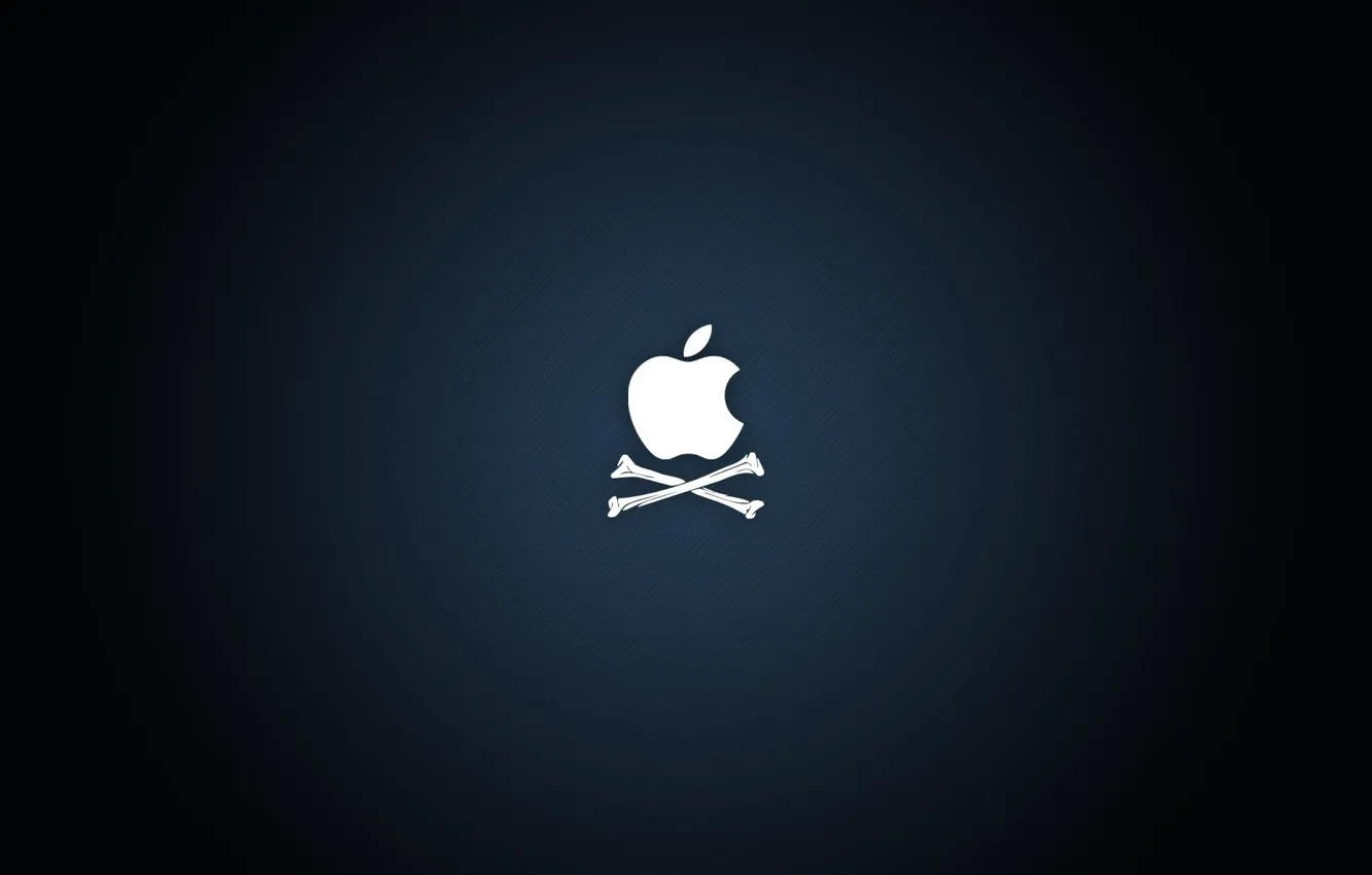 Photo wallpaper blue, background, apple, Apple, logo, bones