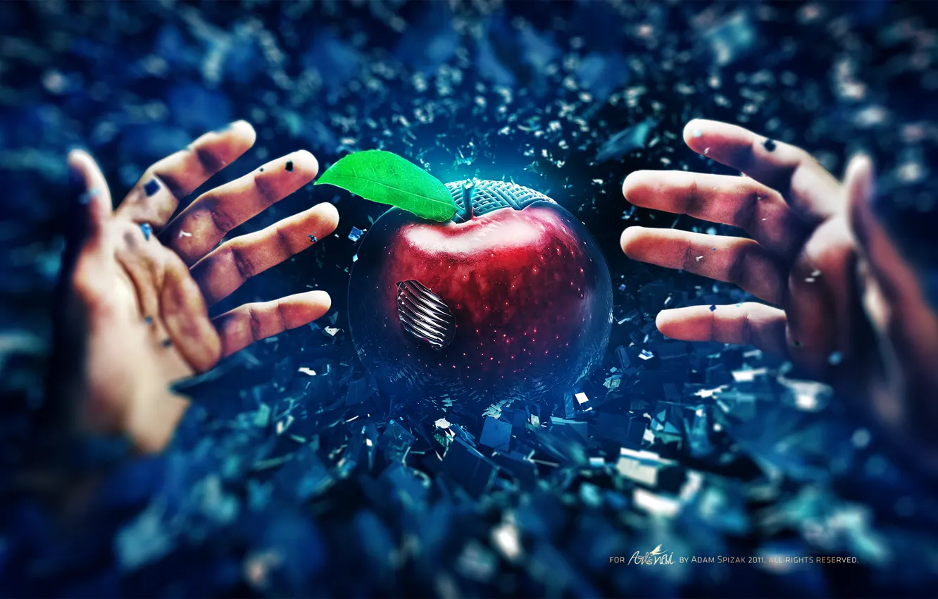 Photo wallpaper Apple, Apple, Style, Hands, Bad, Seed, Seed