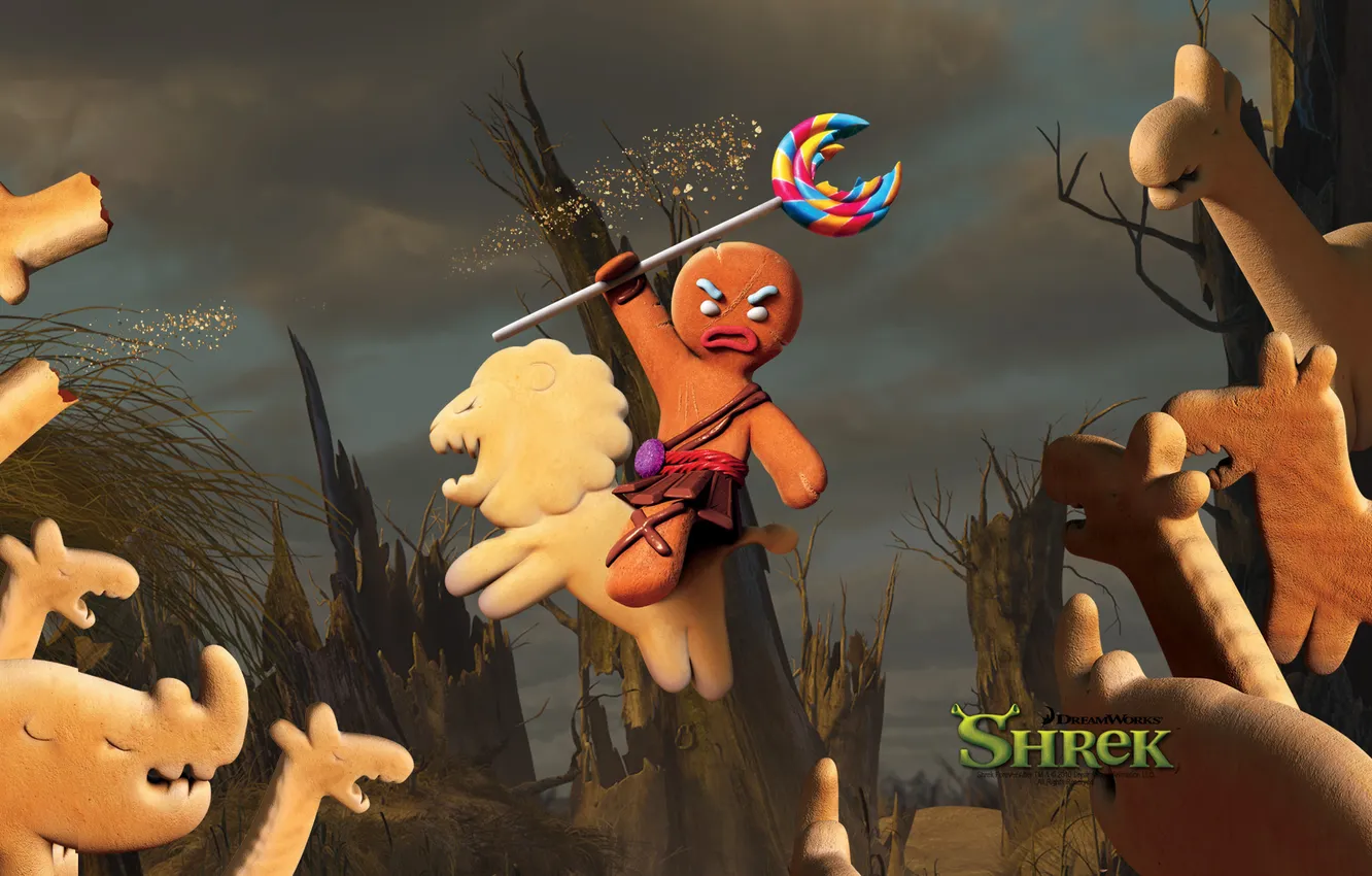 Photo wallpaper cookie, cartoon, Shrek 4, on horseback