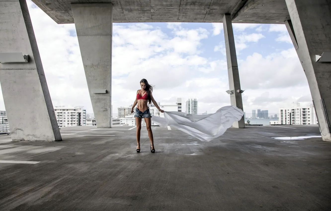 Photo wallpaper girl, the city, background