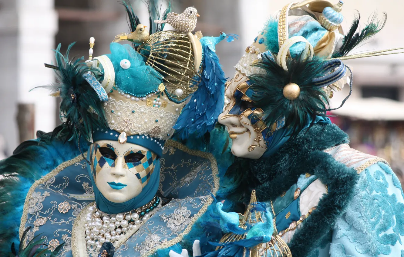 Photo wallpaper pair, carnival, mask, costumes