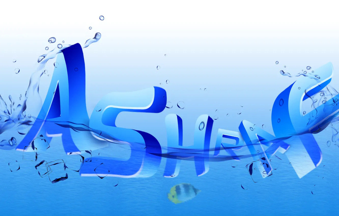 Photo wallpaper logo, typography, sea, design, text, blue, water, drops