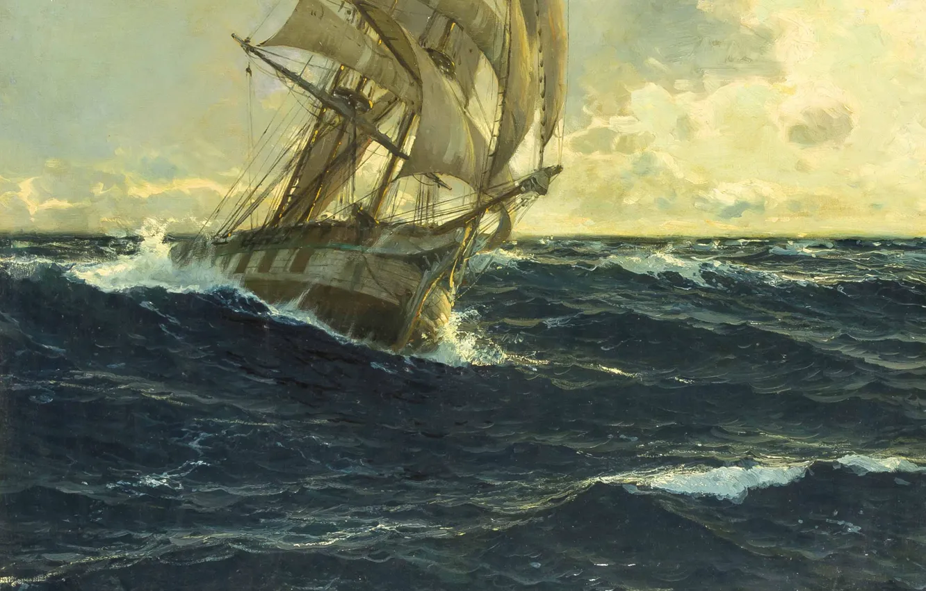 Photo wallpaper sea, wave, ship, sails, the seascape, michael zeno diemer