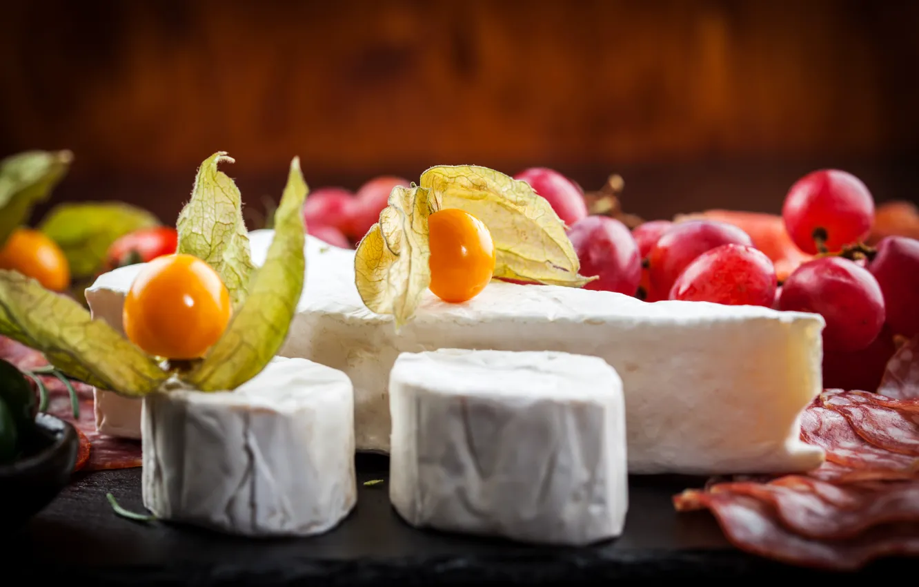 Photo wallpaper photo, food, cheese, fruit