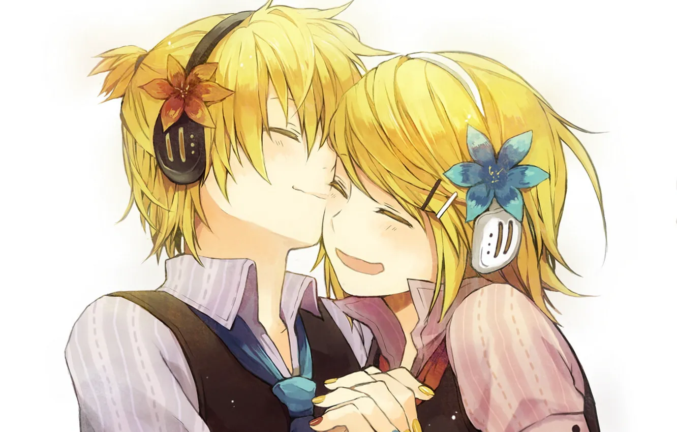 Photo wallpaper smile, vocaloid, two, kagamine rin, Vocaloid, kagamine len