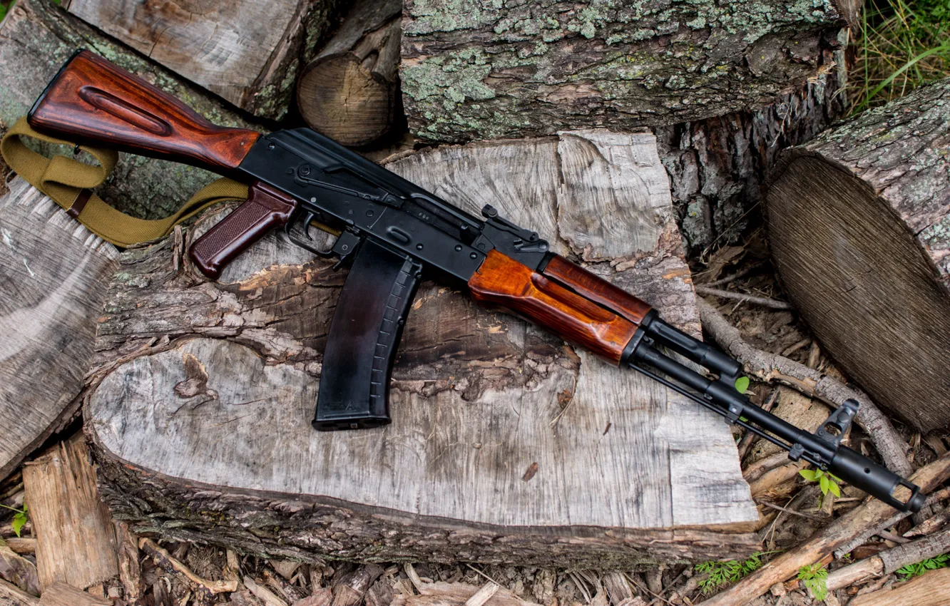 Photo wallpaper weapons, background, machine, Kalashnikov, AK-74