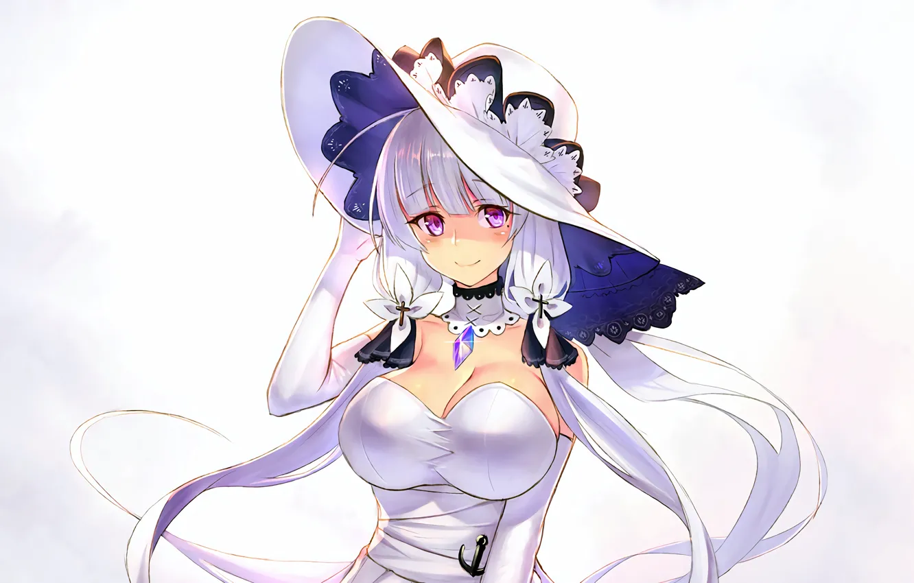 Photo wallpaper girl, sexy, cleavage, long hair, dress, boobs, anime, beautiful