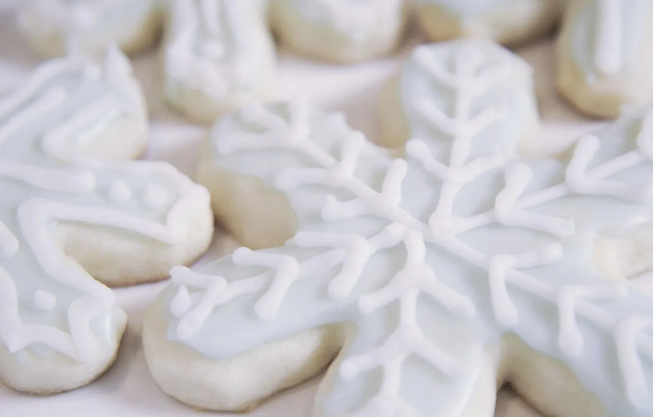 Photo wallpaper snowflakes, food, cookies