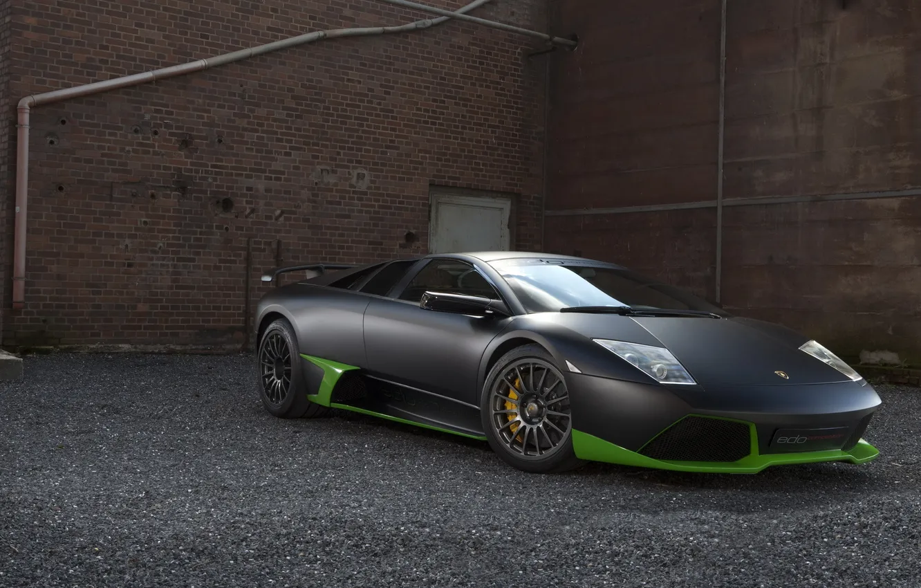 Photo wallpaper auto, murcielago, black-green, Lomborhini, LP 750