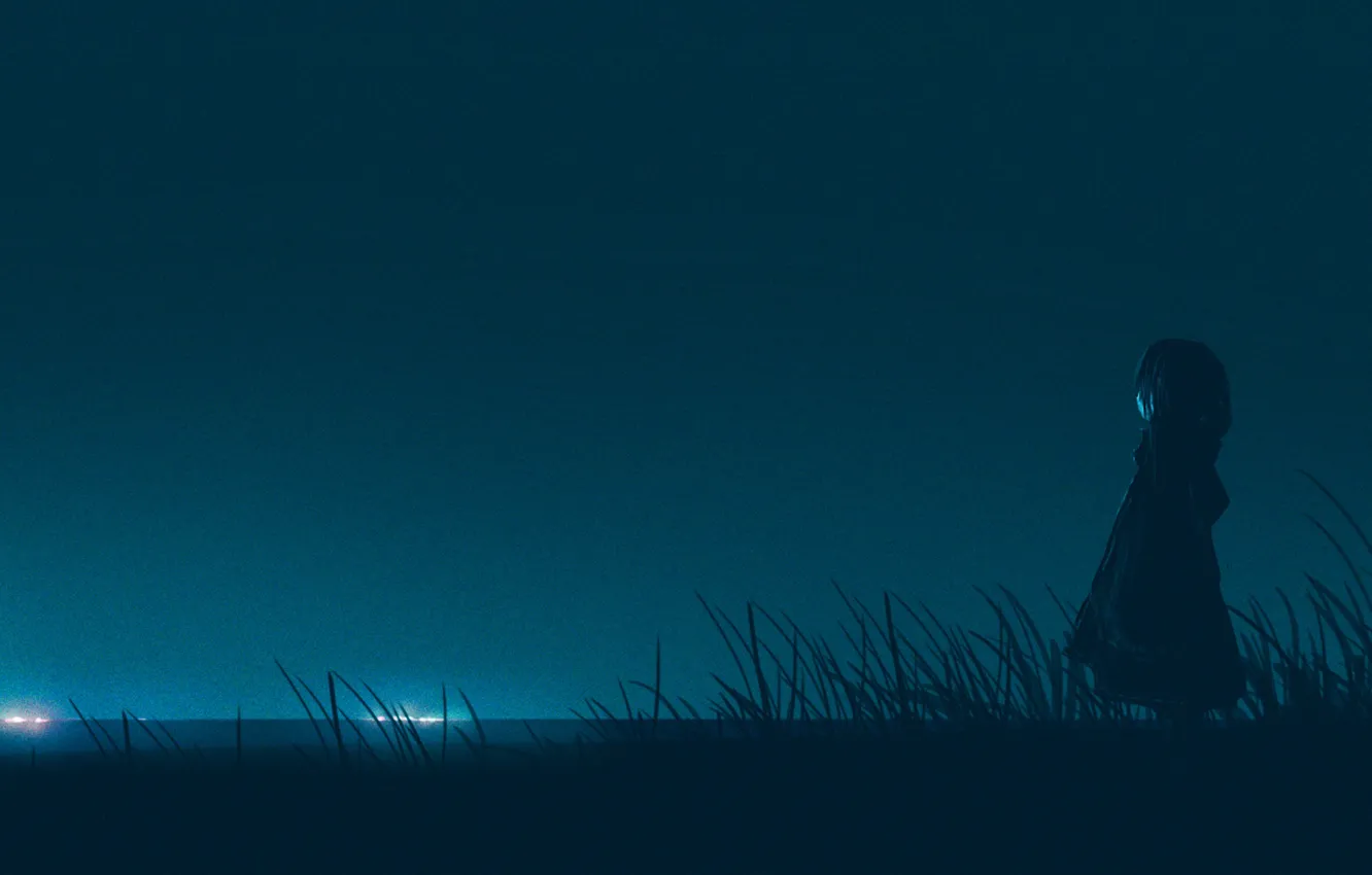 Photo wallpaper the sky, water, night, lights, girl