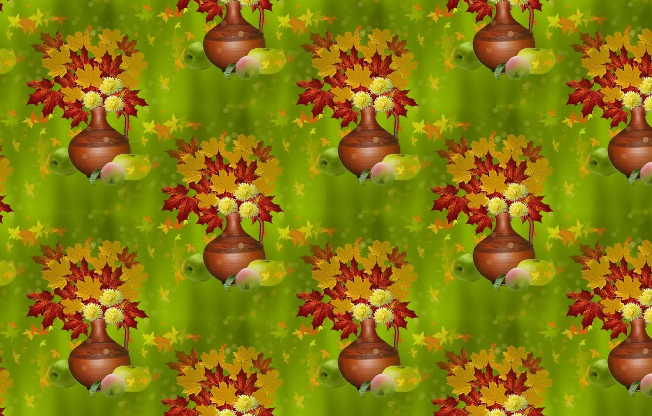 Photo wallpaper autumn, leaves, background, bouquet, texture, pitcher