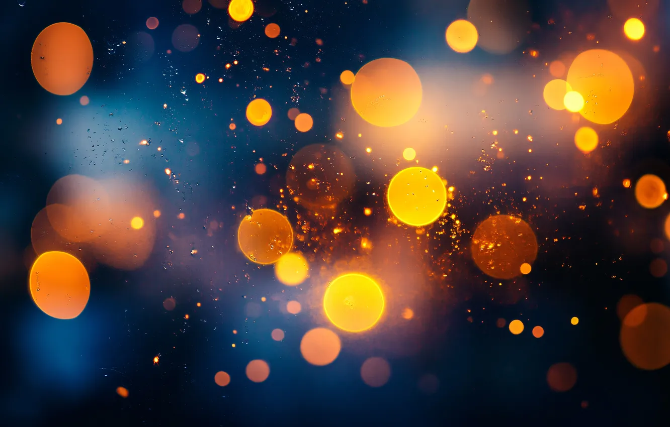 Photo wallpaper light, lights, lights, texture, blue background, bokeh, AI art, neural network