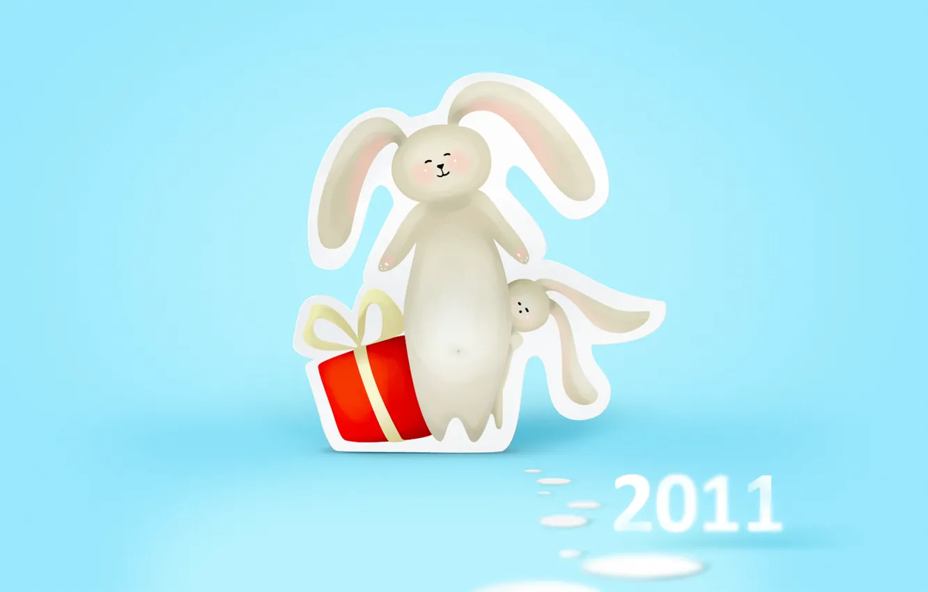 Photo wallpaper gift, New year, rabbits, new year, 2011
