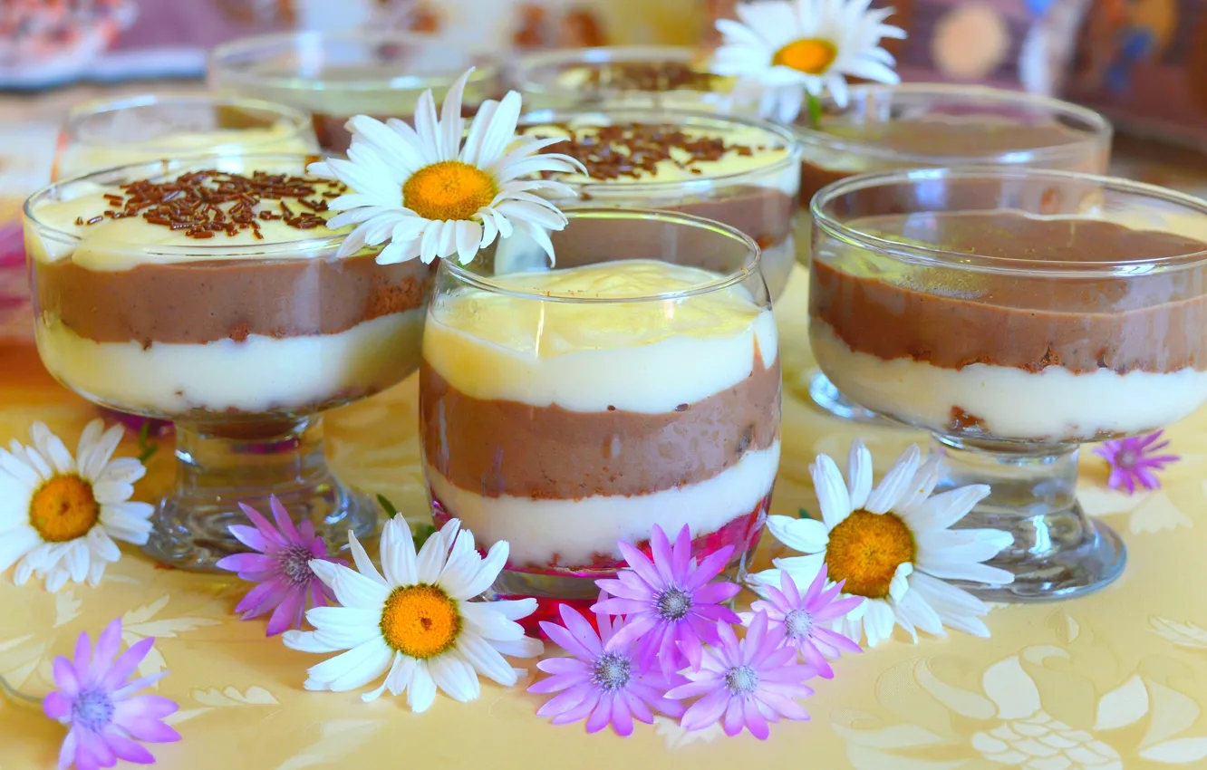 Photo wallpaper sweets, flowers, flowers, pudding
