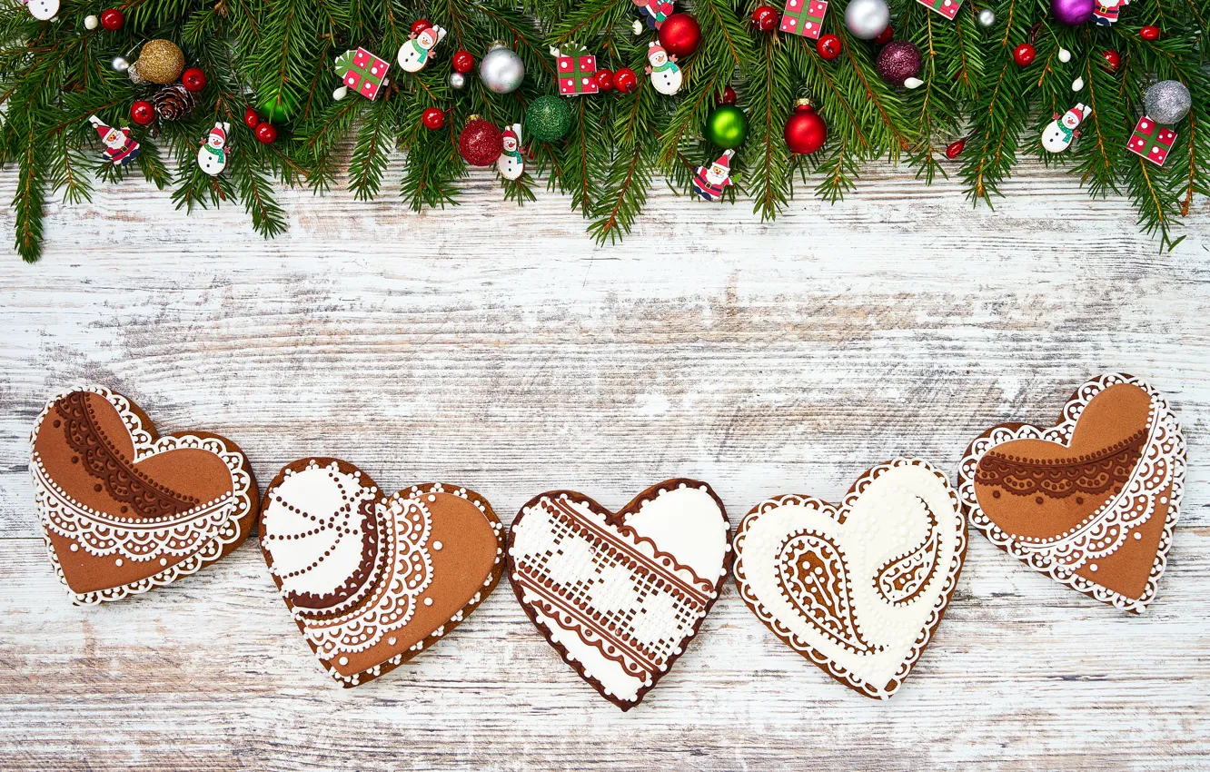 Photo wallpaper decoration, heart, new year, Christmas, Christmas, heart, wood, New Year