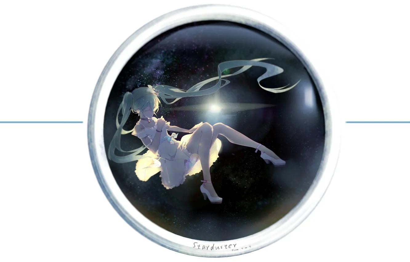 Photo wallpaper girl, space, stars, anime, art, vocaloid, hatsune miku, yyb