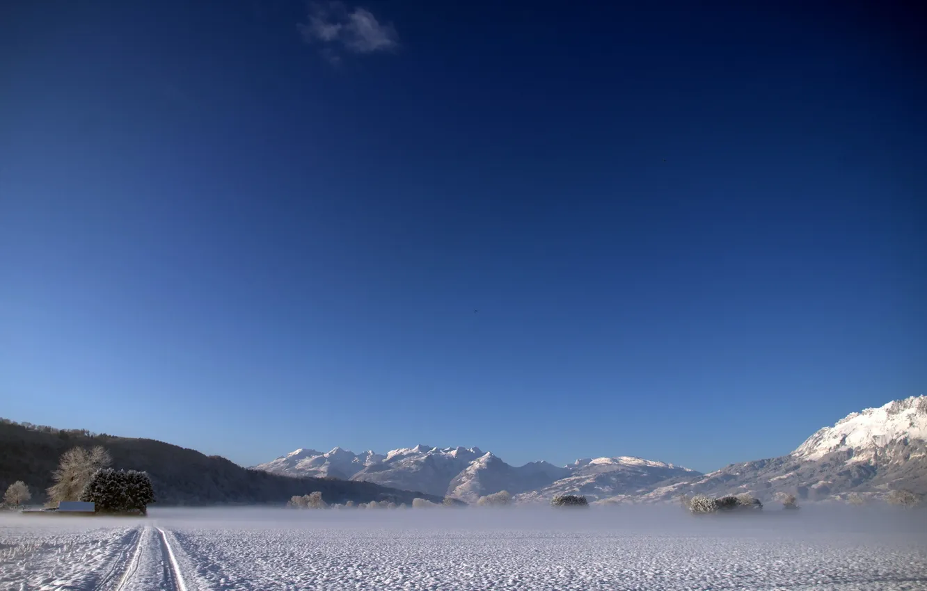 Photo wallpaper winter, field, landscape