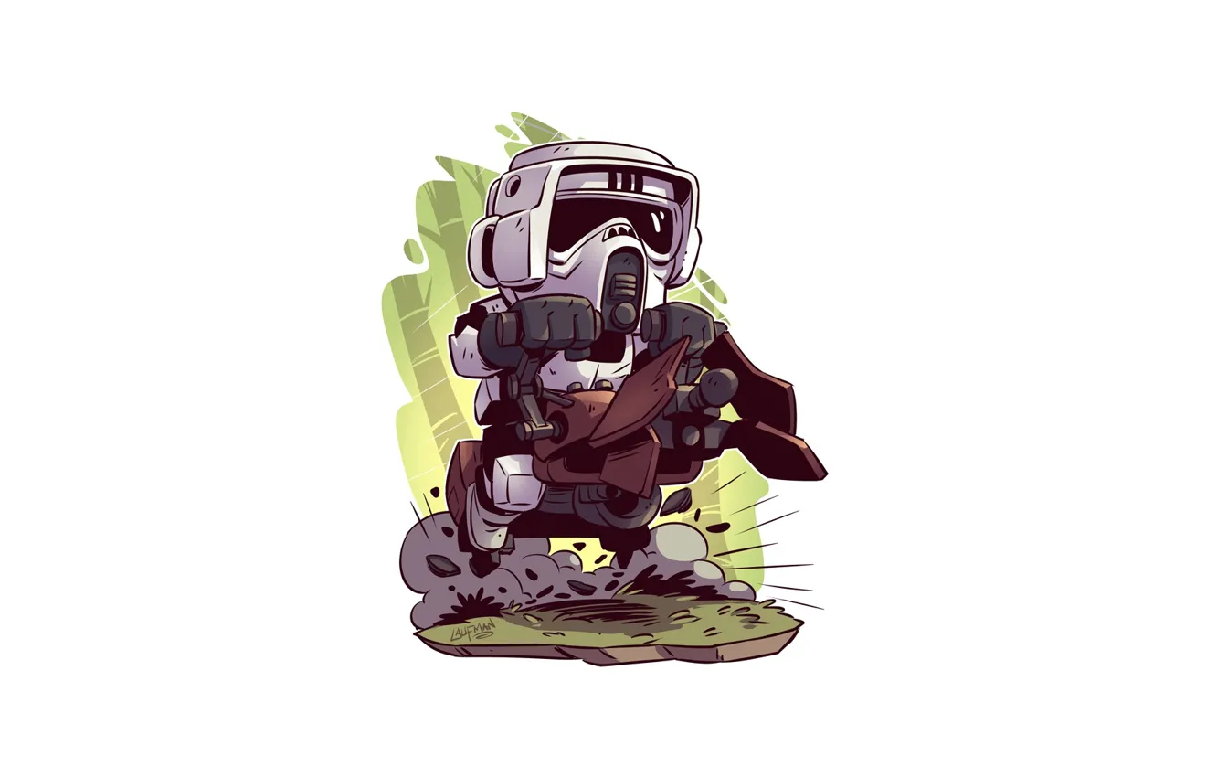 Photo wallpaper Star Wars, Biker Scout, Derek Laufman