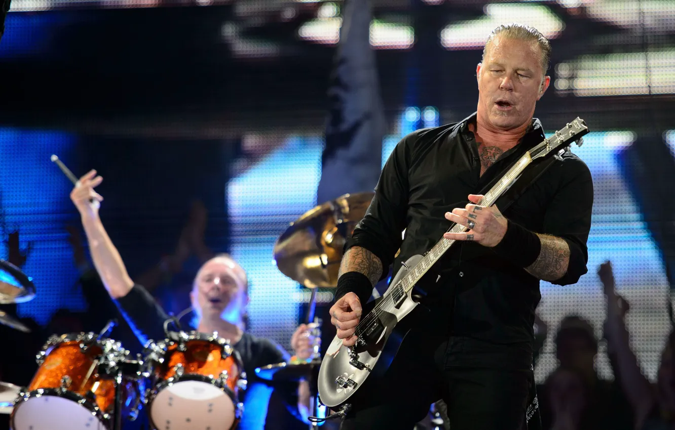 Photo wallpaper scene, guitar, concert, tattoo, metal, guitar, rock, electric guitar