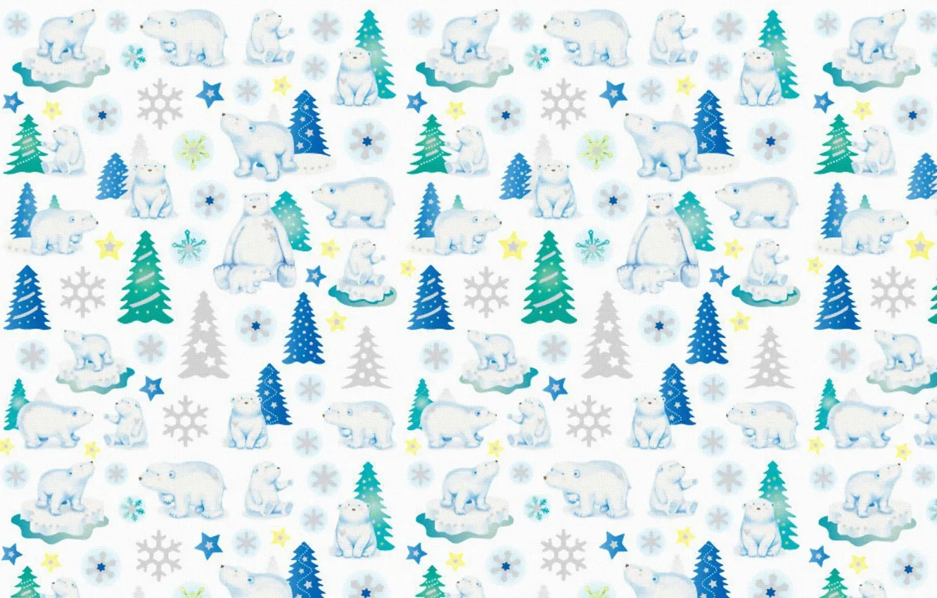 Photo wallpaper background, holiday, texture, bear, New year, herringbone, snowflake, asterisk
